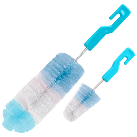 Kit Escova para Limpar Mamadeira com Esponja e Escova para Limpeza de Bico Buba Azul
