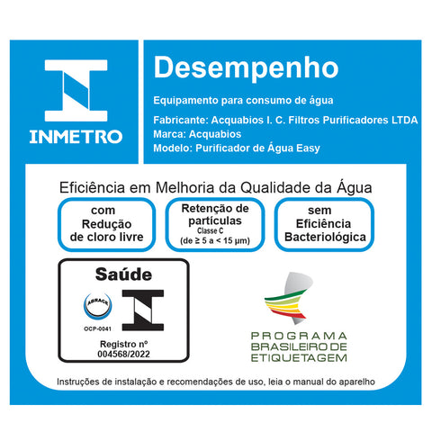 Filtro Purificador de Água Linha Easy Tripla Filtração Acquabios Branco Filtro Purificador de Água Linha Easy Tripla Filtração Acquabios Branco