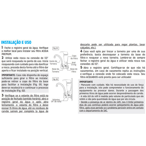Filtro de Água com Torneira e Volantes Duplos Acquabios Premium Branco e Cromado Filtro de Água com Torneira e Volantes Duplos Acquabios Premium Branco e Cromado