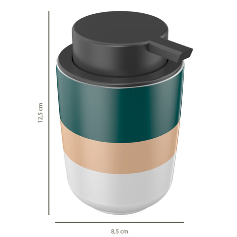 Dispenser Porta Sabonete Líquido Cerâmica para Banheiro 200ml Osaka Yoi com Listras Coloridas Dispenser Porta Sabonete Líquido Cerâmica para Banheiro 200ml Osaka Yoi com Listras Coloridas