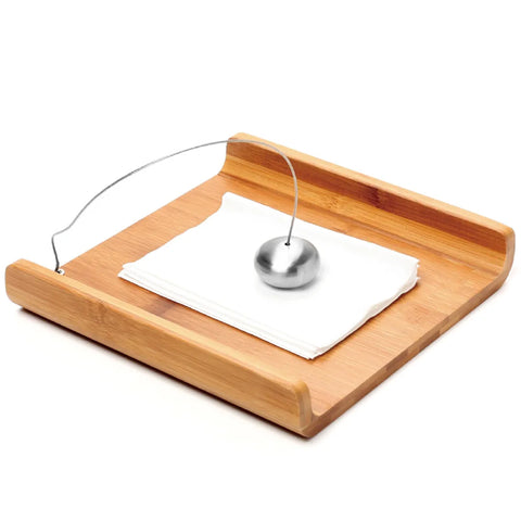 Suporte Porta Guardanapo Bambu 21x21cm Tyft Yoi com Contrapeso de Metal Cromado Suporte Porta Guardanapo Bambu 21x21cm Tyft Yoi com Contrapeso de Metal Cromado