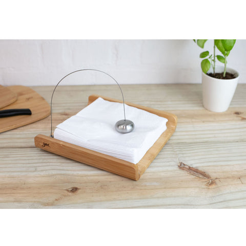 Suporte Porta Guardanapo Bambu 21x21cm Tyft Yoi com Contrapeso de Metal Cromado Suporte Porta Guardanapo Bambu 21x21cm Tyft Yoi com Contrapeso de Metal Cromado