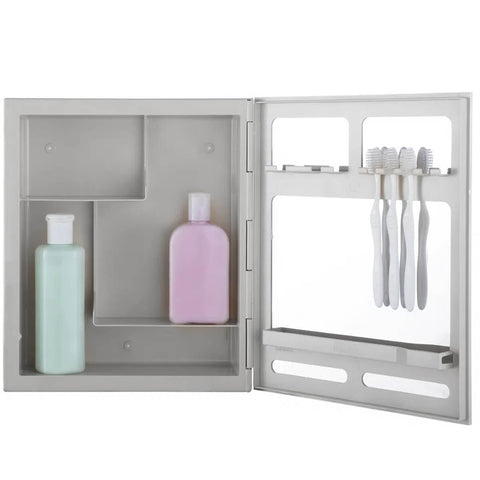 Armário Astra com Espelho para Banheiro de Embutir Sobrepor 30x9,4x35,3cm Plástico Versátil Branco