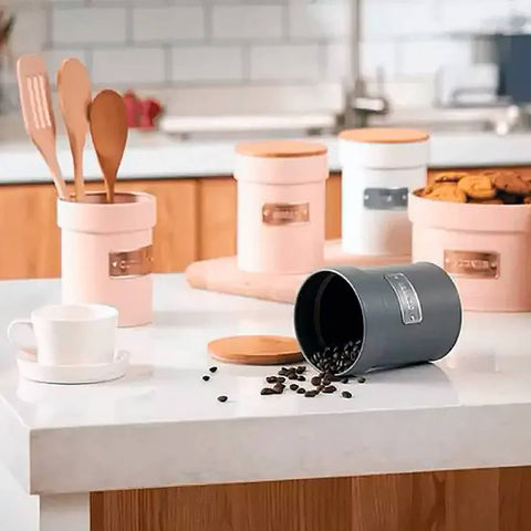 Pote Hermético para Café Lata Porta Condimentos Yoi Coffee Organizador de Cozinha Pote Hermético para Café Lata Porta Condimentos Yoi Coffee Organizador de Cozinha