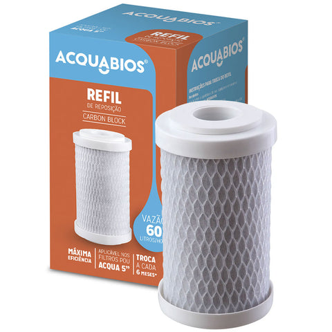 Refil de Reposição para Filtros e Purificadores 5” Carbon Block Carvão Ativado Acquabios Refil de Reposição para Filtros e Purificadores 5” Carbon Block Carvão Ativado Acquabios