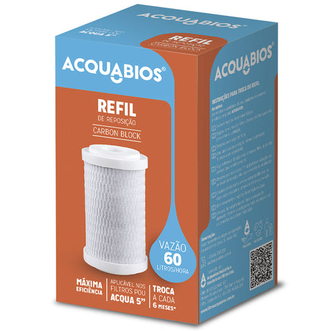 Refil de Reposição para Filtros e Purificadores 5” Carbon Block Carvão Ativado Acquabios Refil de Reposição para Filtros e Purificadores 5” Carbon Block Carvão Ativado Acquabios