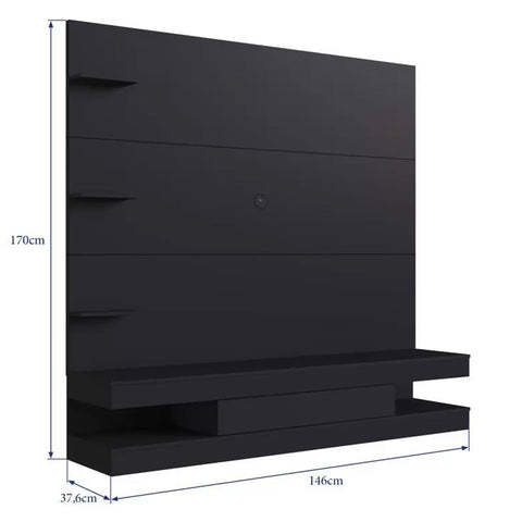 Estante Home com Painel para Sala ou Quarto PL160 com 3 Prateleiras Prodecor Preto Estante Home com Painel para Sala ou Quarto PL160 com 3 Prateleiras Prodecor Preto