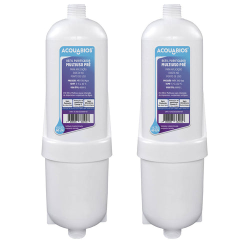Kit 2 Refis para Filtro Purificador de Água Multiuso Bebedouro Industrial Pré Acquabios Branco Kit 2 Refis para Filtro Purificador de Água Multiuso Bebedouro Industrial Pré Acquabios Branco