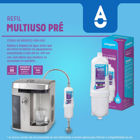 Kit 2 Refis para Filtro Purificador de Água Multiuso Bebedouro Industrial Pré Acquabios Branco Kit 2 Refis para Filtro Purificador de Água Multiuso Bebedouro Industrial Pré Acquabios Branco