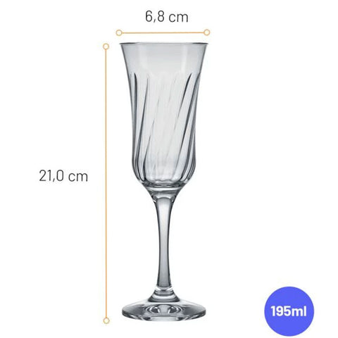 Jogo 6 Taças para Champanhe 195ml Lírio Nadir Figueiredo em Vidro Transparente Jogo 6 Taças para Champanhe 195ml Lírio Nadir Figueiredo em Vidro Transparente