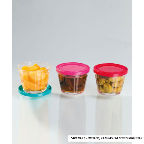 Pote Bowl Redondo de Vidro 350ml Nadir Figueredo com Tampa Plástica em Cores Sortidas Pote Bowl Redondo de Vidro 350ml Nadir Figueredo com Tampa Plástica em Cores Sortidas