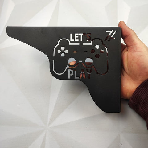 Par Mãos Francesas Decorativas 20cm Canto Gamer Let's Play Aço Preto Par Mãos Francesas Decorativas 20cm Canto Gamer Let's Play Aço Preto