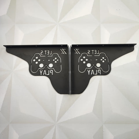 Par Mãos Francesas Decorativas 20cm Canto Gamer Let's Play Aço Preto Par Mãos Francesas Decorativas 20cm Canto Gamer Let's Play Aço Preto