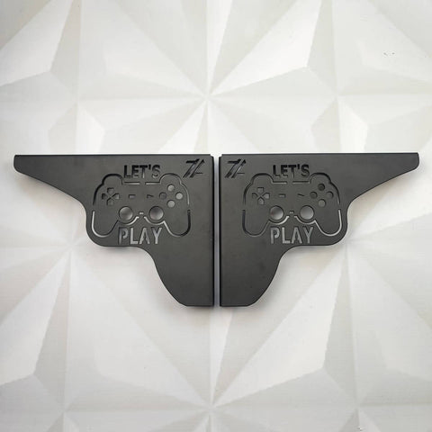 Par Mãos Francesas Decorativas 20cm Canto Gamer Let's Play Aço Preto Par Mãos Francesas Decorativas 20cm Canto Gamer Let's Play Aço Preto