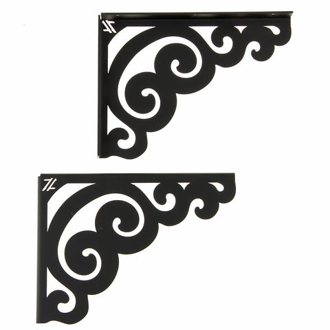 Par de Mão Francesa Arabesco 20cm Preto em Aço para Prateleira Zarg Par de Mão Francesa Arabesco 20cm Preto em Aço para Prateleira Zarg