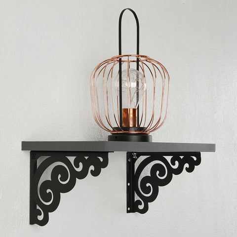 Par de Mão Francesa Arabesco 20cm Preto em Aço para Prateleira Zarg Par de Mão Francesa Arabesco 20cm Preto em Aço para Prateleira Zarg