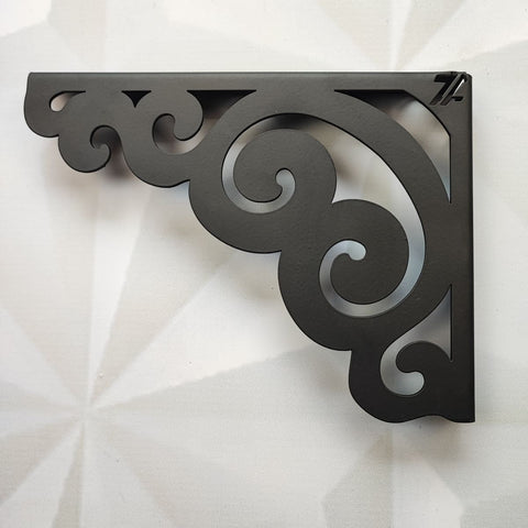 Par de Mão Francesa Arabesco 20cm Preto em Aço para Prateleira Zarg Par de Mão Francesa Arabesco 20cm Preto em Aço para Prateleira Zarg