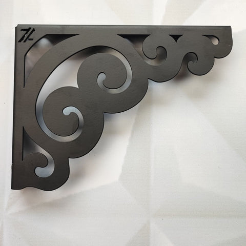 Par de Mão Francesa Arabesco 20cm Preto em Aço para Prateleira Zarg Par de Mão Francesa Arabesco 20cm Preto em Aço para Prateleira Zarg