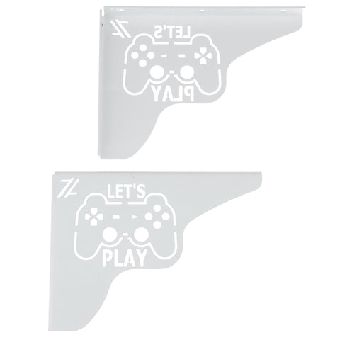 Par Mãos Francesas Decorativas 20cm Canto Gamer Let's Play Aço Branco Par Mãos Francesas Decorativas 20cm Canto Gamer Let's Play Aço Branco