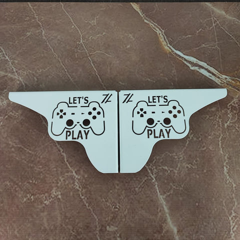 Par Mãos Francesas Decorativas 20cm Canto Gamer Let's Play Aço Branco Par Mãos Francesas Decorativas 20cm Canto Gamer Let's Play Aço Branco