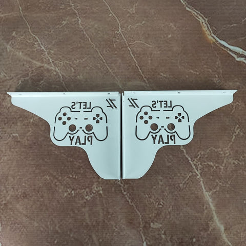 Par Mãos Francesas Decorativas 20cm Canto Gamer Let's Play Aço Branco Par Mãos Francesas Decorativas 20cm Canto Gamer Let's Play Aço Branco