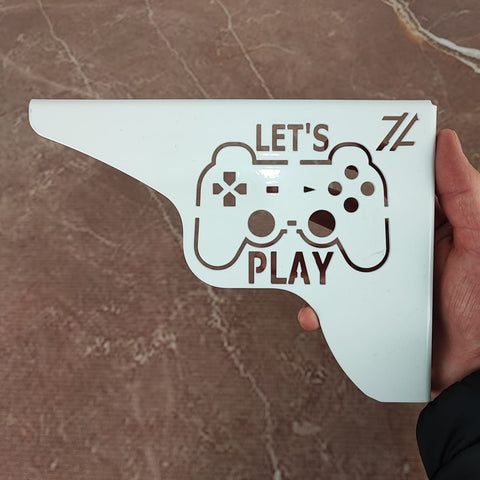Par Mãos Francesas Decorativas 20cm Canto Gamer Let's Play Aço Branco Par Mãos Francesas Decorativas 20cm Canto Gamer Let's Play Aço Branco