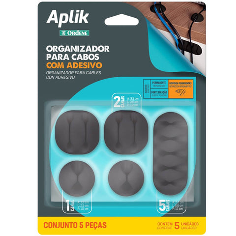 Organizador de Cabos e Fios Adesivo 5 unidades Preto Emborachado Parede Aplik Ordene Organizador de Cabos e Fios Adesivo 5 unidades Preto Emborachado Parede Aplik Ordene