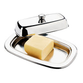 Manteigueira Aço Inox com Tampa Porta Manteiga Margarina Retangular Mesa Posta Zanella