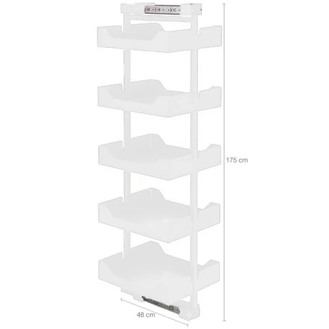 Coluna Deslizante Alta 5 Bandejas Ajustável 48x24x175cm Gavetas Branco Armário de Cozinha Coluna Deslizante Alta 5 Bandejas Ajustável 48x24x175cm Gavetas Branco Armário de Cozinha