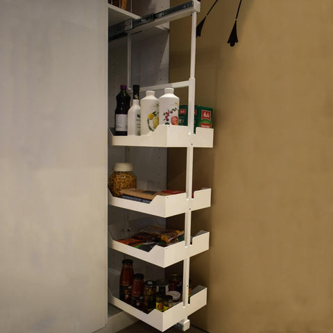 Coluna Alta Deslizante Branca 4 Bandejas Embutir 48x24x152cm Masutti Cozinha Armário Coluna Alta Deslizante Branca 4 Bandejas Embutir 48x24x152cm Masutti Cozinha Armário