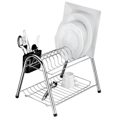 Escorredor de Louças 2 Andares Aço Cromado Secador de Pratos Talheres Copos Cozinha Utimil Escorredor de Louças 2 Andares Aço Cromado Secador de Pratos Talheres Copos Cozinha Utimil