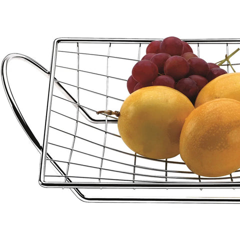 Fruteira de Centro de Mesa com Alça Aramado em Aço Cromado Utimil Fruteira de Centro de Mesa com Alça Aramado em Aço Cromado Utimil