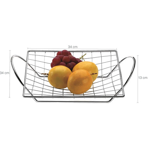 Fruteira de Centro de Mesa com Alça Aramado em Aço Cromado Utimil Fruteira de Centro de Mesa com Alça Aramado em Aço Cromado Utimil