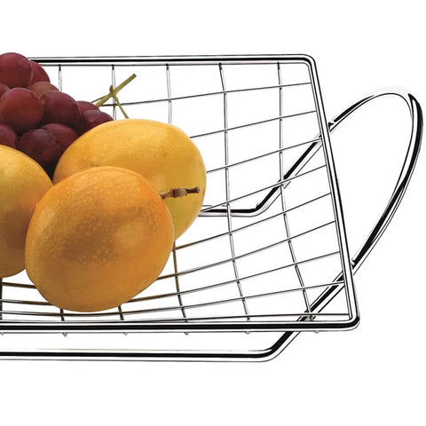 Fruteira de Centro de Mesa com Alça Aramado em Aço Cromado Utimil Fruteira de Centro de Mesa com Alça Aramado em Aço Cromado Utimil