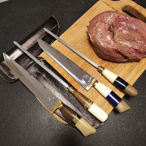 Conjunto Faca e Chaira para Churrasco 10' Artesanal Aço Cirúrgico Inox 420c Artesanal Cabo Misto Sortido Conjunto Faca e Chaira para Churrasco 10' Artesanal Aço Cirúrgico Inox 420c Artesanal Cabo Misto Sortido