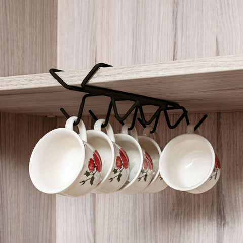 Suporte Aramado Porta até 8 Xícaras Organizador de Cozinha Aço Preto Utimil Suporte Aramado Porta até 8 Xícaras Organizador de Cozinha Aço Preto Utimil