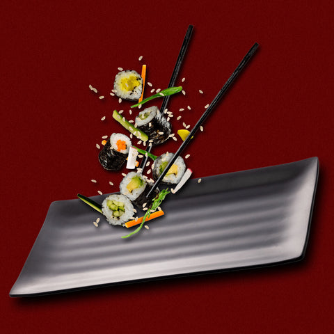 Kit 40 Travessas Pratos Sushi Comida Japonesa Melamina Preto 30x15cm Lyor Tóquio