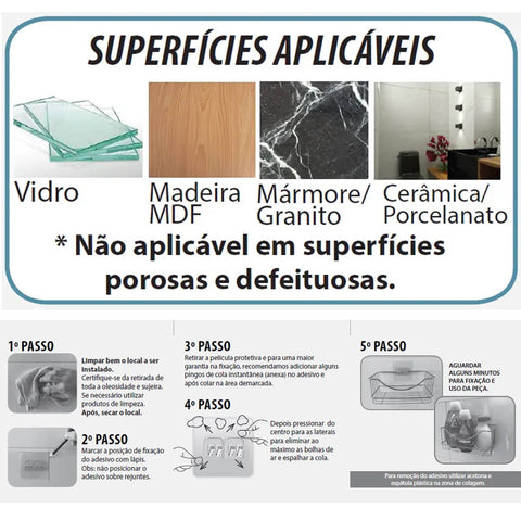 Suporte Porta Shampoo para Banheiro Aço Cromado Fixação Adesiva Utimil Suporte Porta Shampoo para Banheiro Aço Cromado Fixação Adesiva Utimil