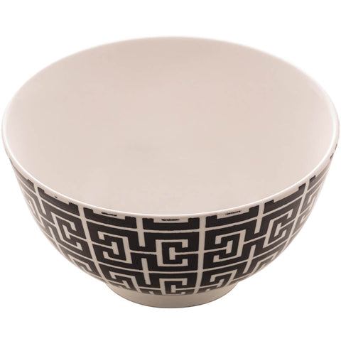 Bowl de Porcelana Lyor 410ml Egypt Preto Decorado Cumbuca Caldos Sobremesas