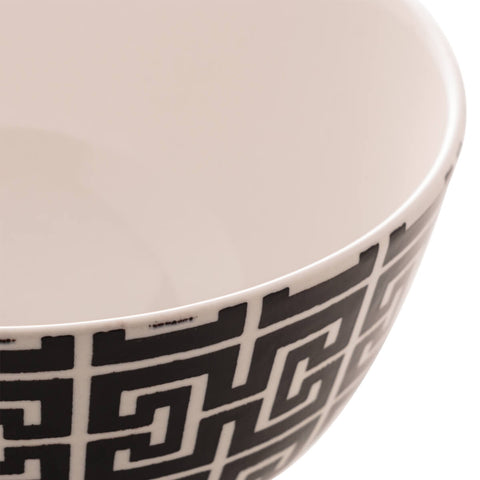 12 Bowls de Porcelana Lyor Sobremesa Cumbucas 410ml Decoradas Egypt Pretas