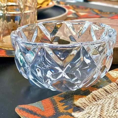 Bowl de Cristal Lyor Diamond Deli para Sobremesas Frutas Potinho Decorativo Porta Objetos