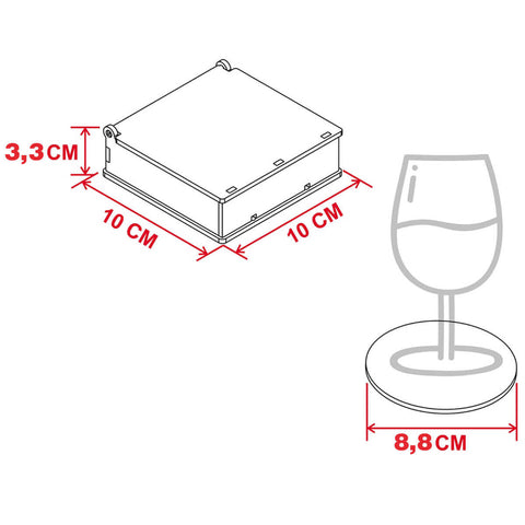 Conjunto 6 Descansos para Copos em MDF Vinho com Caixinha Artesanal Personalizados Conjunto 6 Descansos para Copos em MDF Vinho com Caixinha Artesanal Personalizados