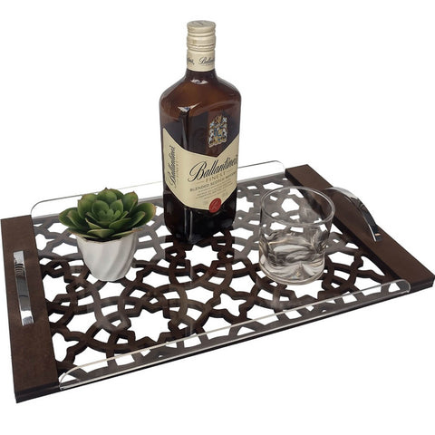 Bandeja Servir Café em MDF e Acrílico 45x29x5cm Decoração Hotel Restaurante Bandeja Servir Café em MDF e Acrílico 45x29x5cm Decoração Hotel Restaurante