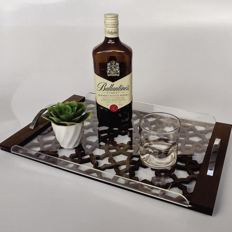 Bandeja Servir Café em MDF e Acrílico 45x29x5cm Decoração Hotel Restaurante Bandeja Servir Café em MDF e Acrílico 45x29x5cm Decoração Hotel Restaurante