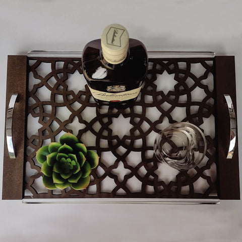 Bandeja Servir Café em MDF e Acrílico 45x29x5cm Decoração Hotel Restaurante Bandeja Servir Café em MDF e Acrílico 45x29x5cm Decoração Hotel Restaurante