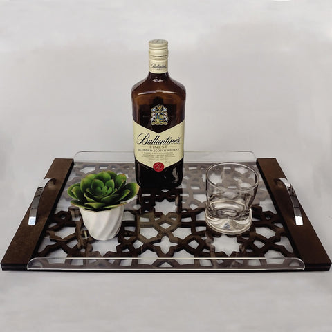 Bandeja Servir Café em MDF e Acrílico 45x29x5cm Decoração Hotel Restaurante Bandeja Servir Café em MDF e Acrílico 45x29x5cm Decoração Hotel Restaurante