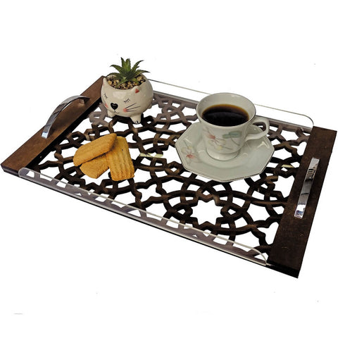 Bandeja Servir Café em MDF e Acrílico 45x29x5cm Decoração Hotel Restaurante Bandeja Servir Café em MDF e Acrílico 45x29x5cm Decoração Hotel Restaurante