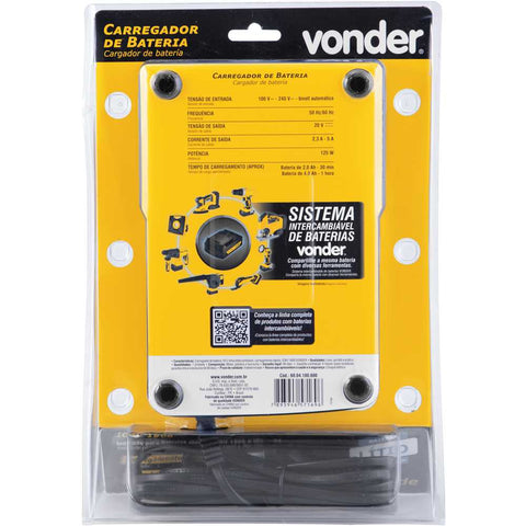 Carregador de bateria 18 V linha intercambiável carregamento rápido ICBV 1806 VONDER Carregador de bateria 18 V linha intercambiável carregamento rápido ICBV 1806 VONDER
