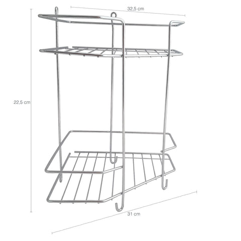 Suporte Duplo De Canto Porta Shampoo Aço Cromado Box Lavabo Suporte Duplo De Canto Porta Shampoo Aço Cromado Box Lavabo