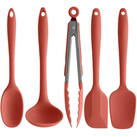 Conjunto De 5 Talheres De Silicone Utensílio De Cozinha Ou Terracota Conjunto De 5 Talheres De Silicone Utensílio De Cozinha Ou Terracota